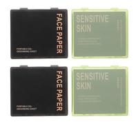 Hohopeti Lingettes Absorbantes Visage 400 Pcs en Papier Matifiant au Charbon de Bambou et Extrait de Feuilles Vertes, Boîte Compacte avec Miroir et Houppette, Feuilles Sébo-Régulatrices