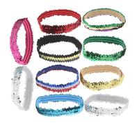 Hohopeti Lot de 10 Bandeaux Élastiques de Sport pour Femmes à Paillettes Multicolores Bandeaux Antidérapants Doux et Absorbants Adaptés pour Danse Fitness et Activités Quotidiennes