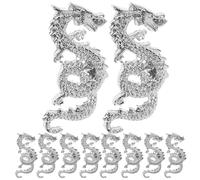 Hohopeti Lot de 10 Breloques pour Ongles en Alliage Argenté, Petits Charms pour Nail Art Dragon, Décoration d'Ongles Féminine, Strass pour Manucure, Accessoires Nail Art pour Usage