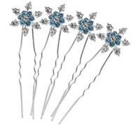 Hohopeti Lot de 12 Épingles à Cheveux U de Flocon de Neige Bleues, Accessoires Coiffure Mariage et Fête, Design Cristal Élégant pour Femme et Fille, Décorations Cheveux Hiver