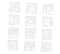 Hohopeti Lot de 12 Pochoirs de Dessin Creux en Plastique pour Noël Modèles DIY Festifs pour Peinture Décoration et Activités Artistiques Garçon et Filles Motifs Variés pour Créations