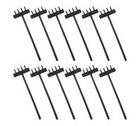 Hohopeti Lot de 12 Set de Mini Râteaux en Plastique Noir 4 Pieds pour Bac à Sable, Ensemble D’Outils de Jardinage Zen pour Garçon et Filles, Jouets de Plage Créatifs et Activité Extérieure