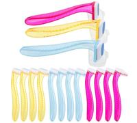 Hohopeti Lot de 15 Tondeuses Manuelles pour Femmes - Rasoirs Jetables pour Bikini et Aisselles - Lames Précises et Sûres - Couleurs Rouge, Jaune, Bleu Clair - Épilateurs Corporels