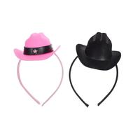 Hohopeti Lot de 2 Bandeaux Vintage Mini Chapeau de Cowgirl Rose et Mini Chapeau Noir en Plastique Rigide, Accessoire de Fête pour Anniversaire, Carnaval et Déguisement Femme, Coiffure