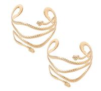 Hohopeti Lot de 2 Bracelets Manchettes Serpent Ouverts et Ajustables Bijoux Serpent en Métal Doré Haut du Bras Accessoires Mode Femme pour Soirées et Occasions Spéciales
