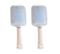 Hohopeti Lot de 2 Brosses Plates à Coussin Gonflable Bleu Crème, Peignes Démêlants en Plastique pour Massage du Cuir Chevelu, Adaptées aux Cheveux Longs, Coiffure Quotidienne et Soins
