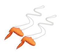 Hohopeti Lot de 2 Colliers Créatifs Ailes de Poulet Frit Réalistes en Métal Doux, Accessoires Hip-hop, Décoration Alimentaire, Présent Original pour Fête et Barbecue