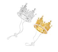 Hohopeti Lot De 2 Couronnes Scintillantes Pour Animaux De Compagnie, Chapeaux D’anniversaire Réglables En Paillettes Dorées Et Argentées, Accessoires Photo Légers Pour Chiens Et Chats, Fête Et Costume