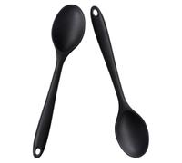 Hohopeti Lot de 2 Cuillères Cuisine en Silicone Noir Antiadhésives Résistantes à la Chaleur Multifonction pour Mélanger Servir et Cuisiner Ustensiles Légers et Ergonomiques Adaptées