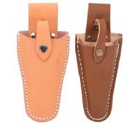 Hohopeti Lot de 2 Étuis en Cuir de Vachette Épais pour Sécateurs de Jardin Pochette Protectrice Marron et Jaune Rangement Robuste pour Outil de Coupe Accessoire Outillage Jardin