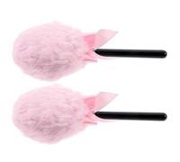 Hohopeti Lot de 2 Houppettes à Poudre Visage Forme Sucette, Couleur Rose, Texture Velours Douce, Poignée Ergonomique, pour Poudre Fixatrice et Maquillage Visage, Usage Professionnel et