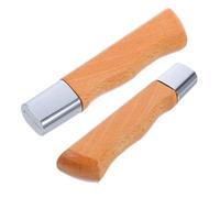 Hohopeti Lot de 2 Manches de Rechange en Bois de Hêtre Ergonomiques Argentés Petites et Grandes Tailles Poignées Antidérapantes pour Couteaux Cuisine Universels pour Réparation et Usage