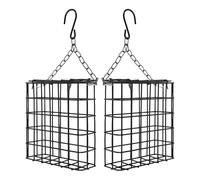 Hohopeti Lot de 2 Mangeoires à Oiseaux Suspendues en Fer Grillagé Carrées pour Extérieur, Hauteur Réglable, pour Patios et Balcons, Usage Polyvalent