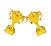 Hohopeti Lot de 2 Mini Trophées Dorés en Plastique Décorations pour Gâteau d'Anniversaire Figurines Trophée de Champion Adaptées pour Fêtes Compétitions et Shower
