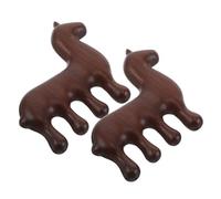 Hohopeti Lot de 2 Peignes de Massage en Bois Naturel à Dents Larges pour Cuir Chevelu, Masseurs de Tête Portatifs Motif Cheval 2026, Outil Antistatique de Soin Capillaire Spa,