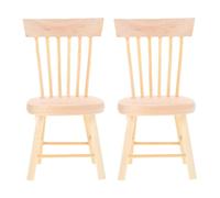 Hohopeti Lot de 2 Petites Chaises en Bois Naturel pour Maison de Poupée 1/12 Meubles Miniatures Décoratifs Légers et Stables Accessoires pour Photographie et Jeux D’Garçon et Filles