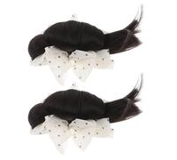 Hohopeti Lot de 2 Pinces à Chignon à Clip Noir et Marron Pois Blancs Extensions de Faux Chignons Volume Instantané Accessoires Coiffure Mariage et Usage Quotidien Maintien Solide et