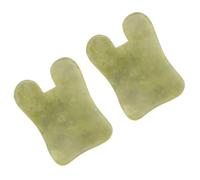 Hohopeti Lot de 2 Planches Gua Sha en Jade Naturel 5,3X7,5 CM, Outil de Massage du Visage pour Détente et Soin Peau, Vertes, Matériau Résistant, Massage Visage et Cou