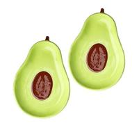 Hohopeti Lot de 2 Plateaux à Fruits en Céramique 16,5 Cm Forme Avocat, Plateau à Bonbons et Noix Multifonction, pour Maison, Fêtes et Banquets, Couleur Verte, Design Créatif et Pratique