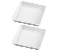 Hohopeti Lot de 2 Plateaux Carrés en Plastique Blanc 40 Cm pour Plantes, Soucoupes de Récupération d'eau pour Pots de Fleurs, Adaptés Intérieur et Extérieur, Bac à Eau Robuste et
