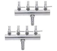 Hohopeti Lot de 2 Répartiteurs d'air Aquarium en Acier Inoxydable 8 Mm X 4 Mm, Distributeur Multiport à 4 Voies Contrôle Ajustable, Raccords pour Pompe à Air, Accessoires pour