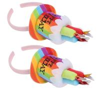 Hohopeti Lot de 2 Serrage-Têtes Colorés de Gâteau d'Anniversaire Accessoires pour Cheveux de Carnaval Bandeaux Décoratifs pour Fête et Célébration Accessoires Capillaires Festifs