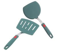 Hohopeti Lot de 2 Spatules en Silicone Alimentaire Vert Foncé Large et Ajourée Résistantes à la Chaleur pour Poissons Œufs Crêpes et Cuisson Antiadhésive au Quotidien