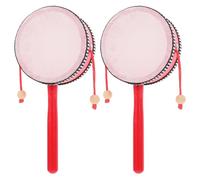 Hohopeti Lot de 2 Tambours à Main 10 Cm en Bois Naturel, Jouets D'éveil pour Bébés, Hochets à Hochet Vintage Légers et Portables, Instruments de Percussion Éducatifs pour Garçon et Filles