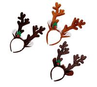 Hohopeti Lot de 3 Bandeaux de Noël à Motifs de Bois de Cerf Serrage-Tête en Tissu Doux Couleurs Assorties Accessoire Festif pour Fêtes de Noël et Jeux de Rôle