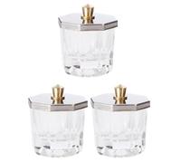 Hohopeti Lot de 3 Bols à Poudre Acrylique pour Manucure en Verre Cristal Transparent avec Couvercle Octogonal, Récipient pour Liquide Nail Art, pour Salon de Manucure et Usage Personnel