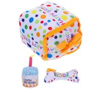 Hohopeti Lot de 3 Jouets à Mâcher pour Chaton Anniversaire Peluche Interactive de Petit Gâteau de Dentition pour Chat Accessoires Fête Chaton