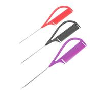 Hohopeti Lot de 3 Peignes à Queue de Rat Professionnels pour Coiffure Peignes à Crêper à Dents Longues en Plastique Violet Noir et Rouge Outils de Séparation Précis pour Salon et Usage