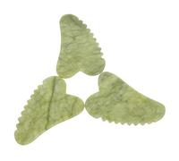 Hohopeti Lot de 3 Planches de Massage Gua Sha en Jade Vert pour Visage Outil de Massage Facial en Pierre Naturelle de Cœur Compact et Portable pour Soin du Visage Quotidien