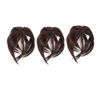 Hohopeti Lot de 3 Postiches pour Femmes en Fibres Synthétiques, 15 Cm, Couleur Brun Foncé, Compléments Capillaires pour Cheveux Clairsemés, Extensions Légères et Confortables pour Usage