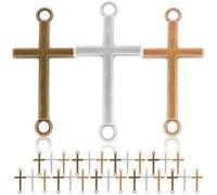 Hohopeti Lot de 30 Breloques Pendentifs Croix en Alliage de Zinc Vintage, Couleurs Bronze Antique, Argenté Ancien et Or Kc, pour Création Bijoux Diy, Collier, Bracelet, Accessoires
