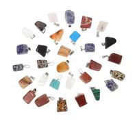 Hohopeti Lot de 30 Pendentifs en Pierre Naturelle Irrégulière, Semi-Précieuse Agate et Cristal, Accessoires pour Fabrication de Bijoux DIY, Ornements pour Colliers et Couleur Aléatoire