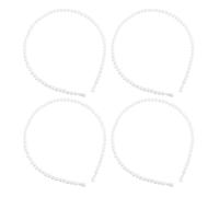 Hohopeti Lot de 4 Bandeaux en Perles pour Femmes et Filles, Petits Serrage-têtes Flexibles, Accessoires Coiffure Élégants pour Mariage, Fêtes et Bals, Couleur Blanche, Style Féerique