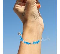 Hohopeti Lot de 4 Bracelets Extensibles à Perles de Coquillage et Breloques Océaniques Ajustables Pierres Irrégulières Couleurs Transparent Vert Bleu et Rose Bijoux Bohèmes de Plage