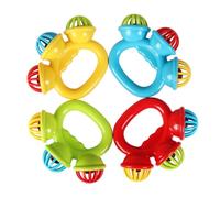 Hohopeti Lot de 4 Clochettes à Main en Plastique pour Garçon et Filles 0-3 Ans, Éducatif Musical et Doudou Apaisant, Petit Format Portable, Couleurs Vives, Développement Couleur Aléatoire