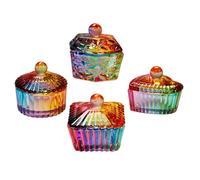 Hohopeti Lot de 4 Coupelles Dappen Multifonctions pour Manucure en Verre Cristal Irisé Formes Variées Accessoire Professionnel pour Mélange de Vernis et Poudre Nail Art
