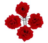 Hohopeti Lot De 4 Épingles à Cheveux En Velours Rouge Forme De Rose, Accessoire Décoratif Chic, Taille Moyenne, Mariage Et Fête Femme