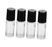 Hohopeti Lot de 4 Flacons Roll-on Vides 30 Ml Cylindriques en Verre Transparent, Bouteille Rechargeable Anti-fuite, pour Huiles Essentielles, Usage Voyage et Quotidien, Couleur Noir