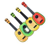 Hohopeti Lot de 4 Guitares Ukulélés Jouets Fruités Miniatures Garçon et Filles, Plastique Sûr, Surface Polie, Instruments Éducatifs pour Éveil Musical et Créativité, Jeu Style Aléatoire