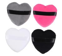 Hohopeti Lot de 4 Houppettes de Maquillage en Coton de Cœur pour Visage, Haute Densité, Tenue de Poudre, Économie de Poudre, Accessoires Cosmétiques Pratiques