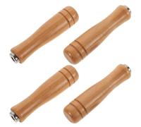 Hohopeti Lot de 4 Poignées de Lime en Bois Ergonomiques 6mm, Manche Multifonction pour Lime Plate, Demi-ronde, Ronde et Triangulaire, Accessoires de Remplacement pour Outils à Main
