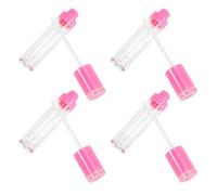 Hohopeti Lot de 4 Tubes de Gloss à Lèvres Vides 8 Ml, Plastique Léger, Couleur Rose Fuchsia, Petits Flacons Pratiques pour Maquillage DIY, Voyage et Rangement de Brillant à Lèvres