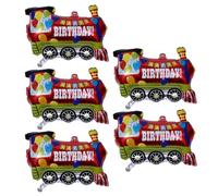 Hohopeti Lot de 5 Ballons en Aluminium Forme Véhicule Grand Format Couleur Rouge pour Fête d'Anniversaire Garçon et Filles Décoration Thème Voitures et Trains Ballon de Fête Gonflable