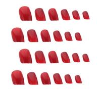 Hohopeti Lot de 5 sets de Sets de Faux Ongles Rouges Carrés Courts Ultra-Fins à Coller 24 Pièces Colle Gelée Amovibles Trace pour Manucure Festival du Printemps et Noël