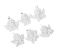 Hohopeti Lot de 6 Breloques Anges en Résine Soi-même, Pendentifs Décoratifs Argentés, Miniatures Multi-usages pour Bracelets, Colliers et Porte-clés, Accessoires Artisanaux DIY Polyvalents