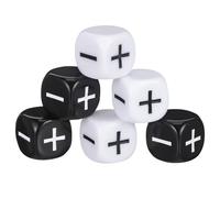 Hohopeti Lot de 6 Dés de Jeu Standard en Plastique Noir et Blanc Signes Plus et Moins, Gros Dés pour Calcul, Lecture Facile, Jeu de Société et Activités Ludiques